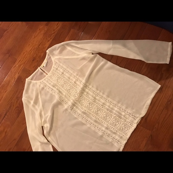 **** Beautiful Sheer cream Sweet Magnolia blouse large - Picture 2 of 5